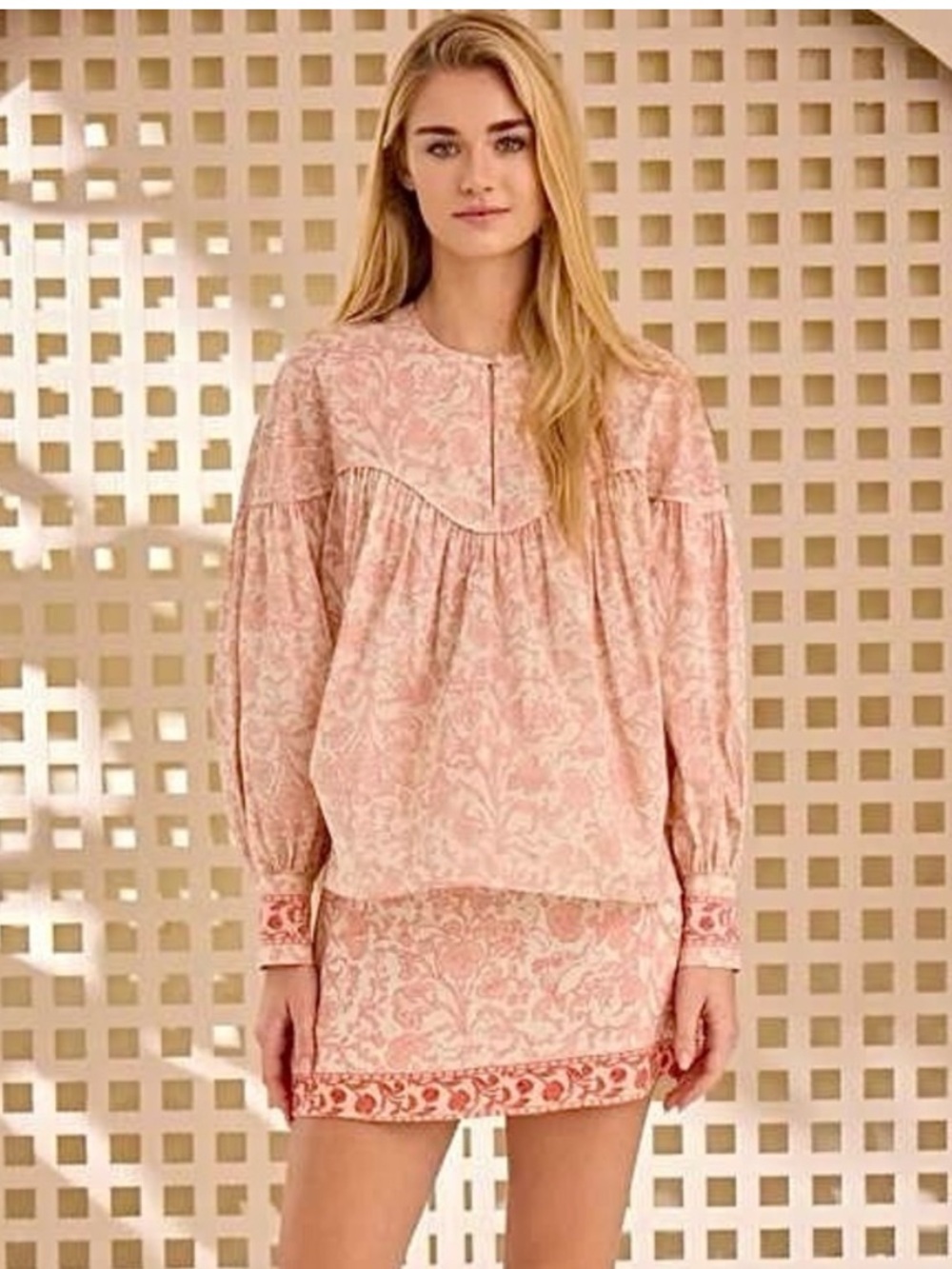 Hunter Bell Naya V-Neck Cottagecore Blouse Top, Rosewater Floral, Size M, NWT